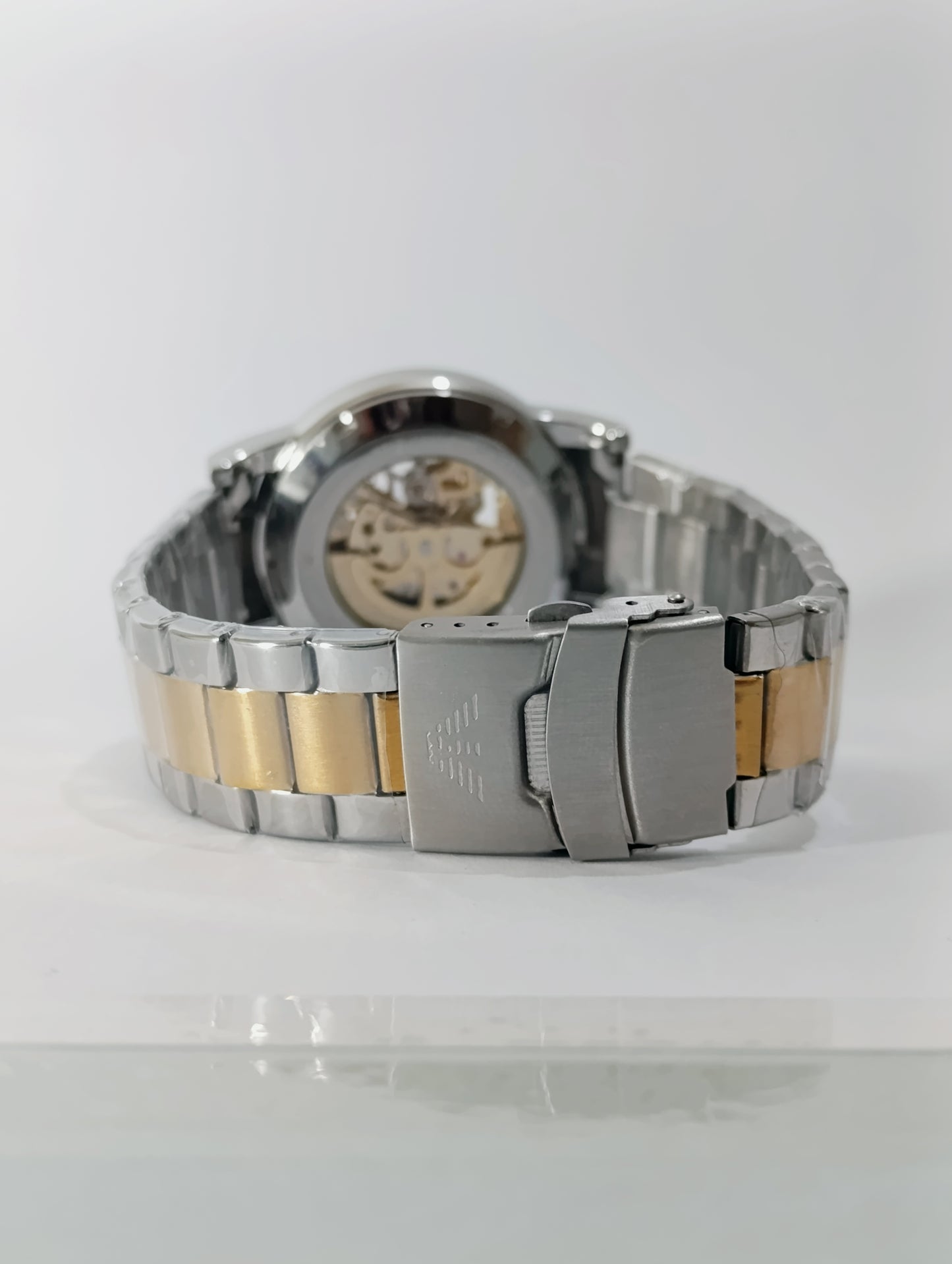 Emporio Armani Meccanico Automatic Skeleton Watch - Gold & Silver