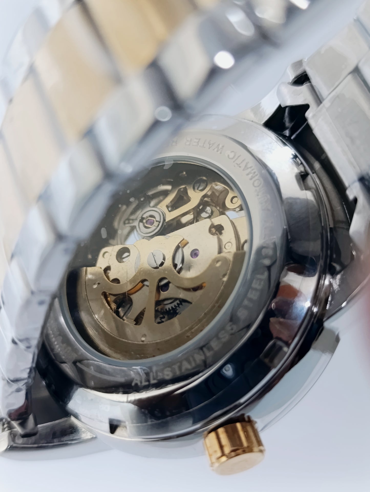 Emporio Armani Meccanico Automatic Skeleton Watch - Gold & Silver