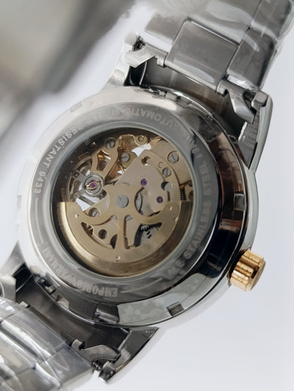 Emporio Armani Meccanico Automatic Skeleton Watch - Gold & Silver